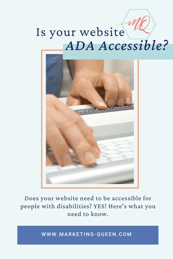 Hands using an ADA accessible keyboard. Text over the image states, "Is your website ADA accessible?"