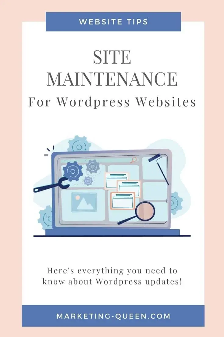 Graphic of a laptop representing website updates and maintenance; text overlay: "Site maintenance for WordPress websites"