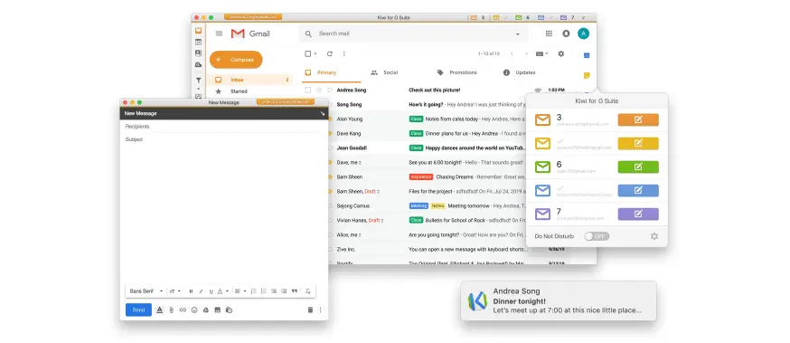 Screenshot of the Kiwi for Gmail app interface
