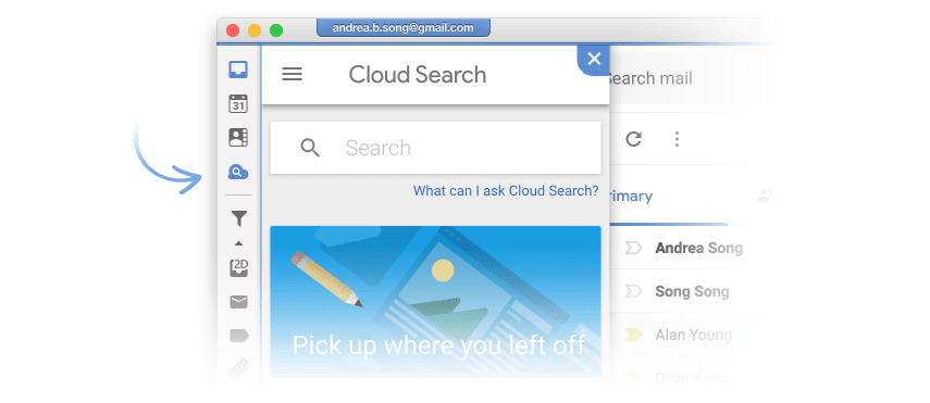 Screenshot highlighting the search function in Kiwi 