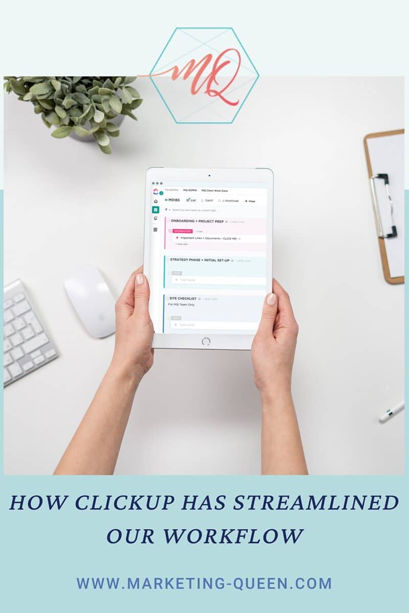 Pin Graphic to bookmark this blog post - Using ClickUp as a Tool