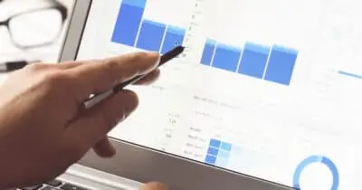 website analytics on a touchscreen laptop